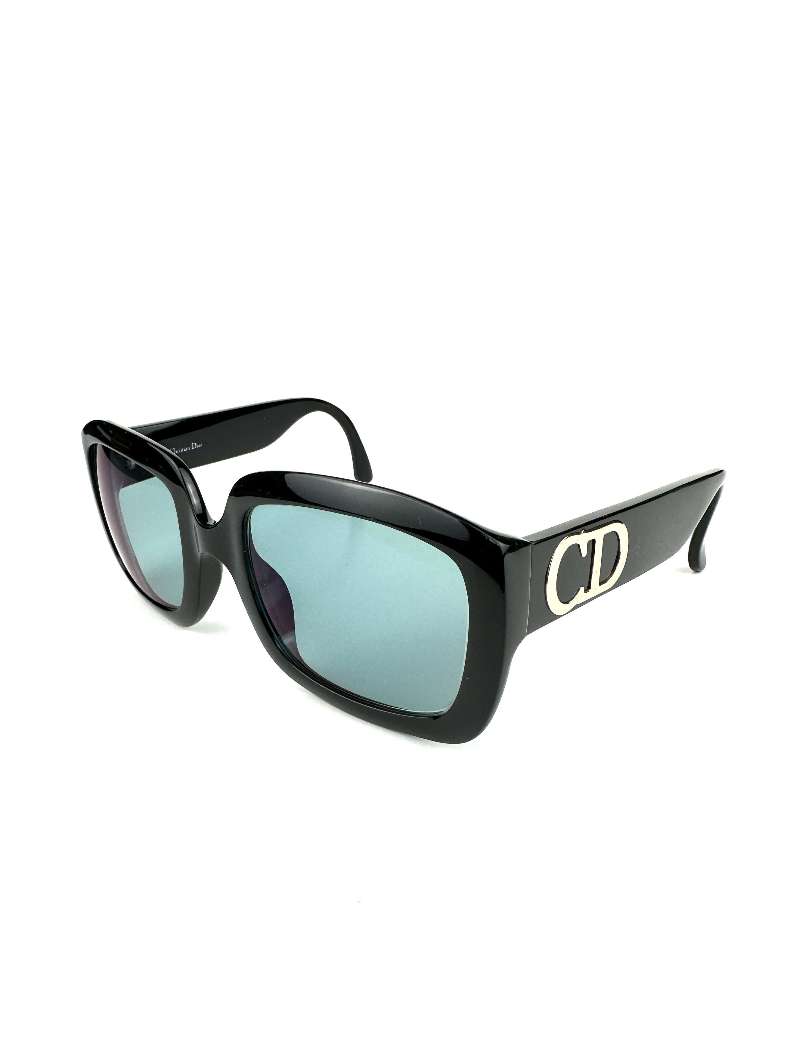 image of 1980S Dior Oversized Square Cd Logo Sunglasses in Black, Men's