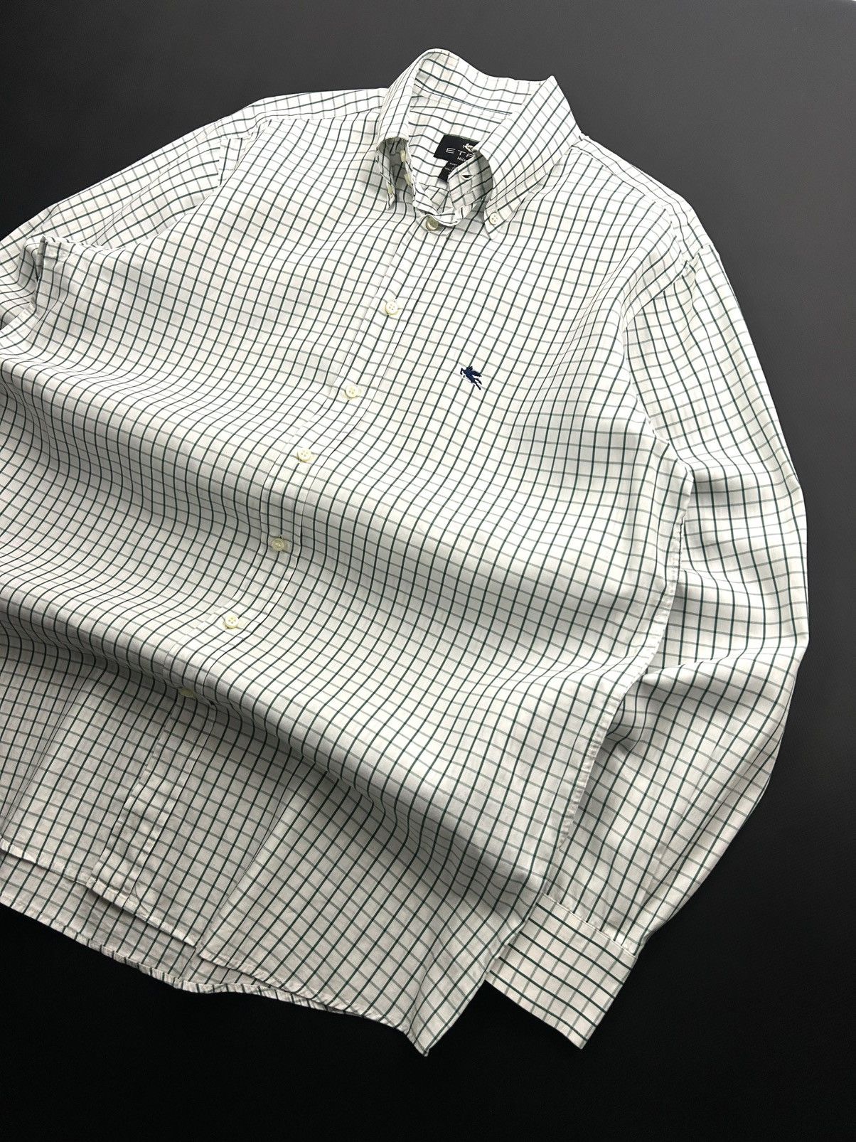 Etro Etro Milano Green Plaid Button-Up Cotton Shirt L Luxury Size US L / EU 52-54 / 3 - 4 Thumbnail