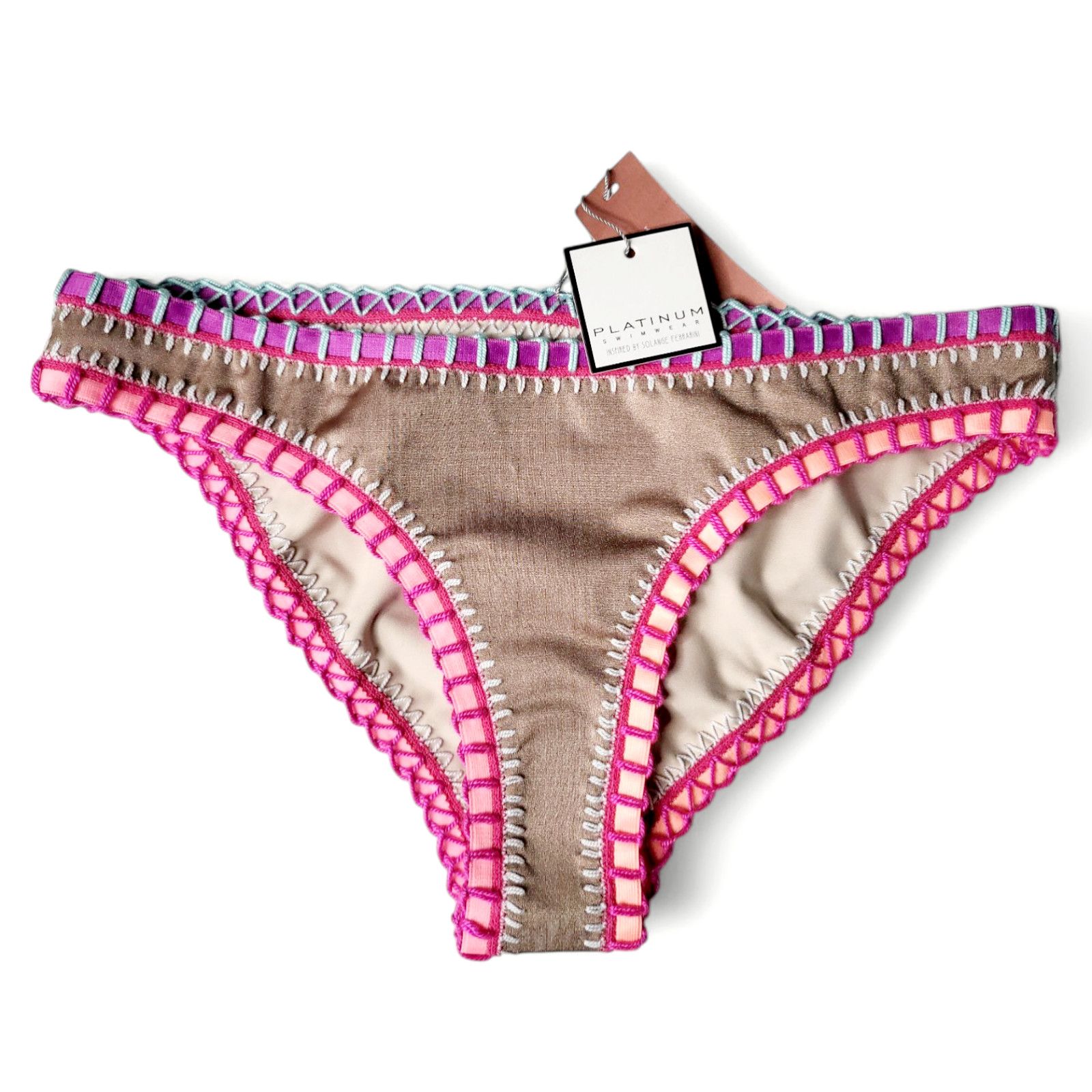 Other NWT PILYQ Platinum Crochet Trim Bikini Bottom Sandstone LG Size ONE SIZE - 4 Thumbnail