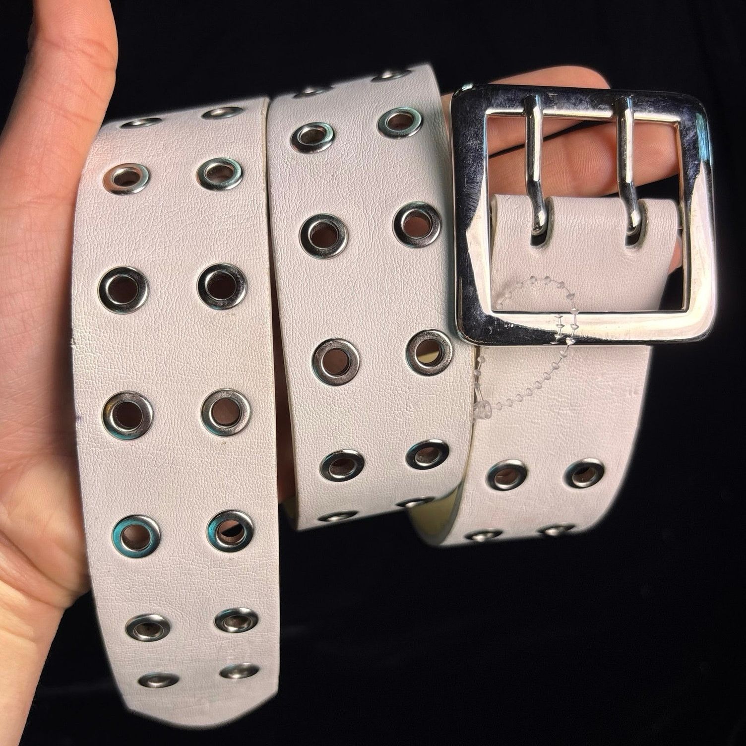 Other White Y2K Double Grommet Belt Size ONE SIZE - 2 Thumbnail