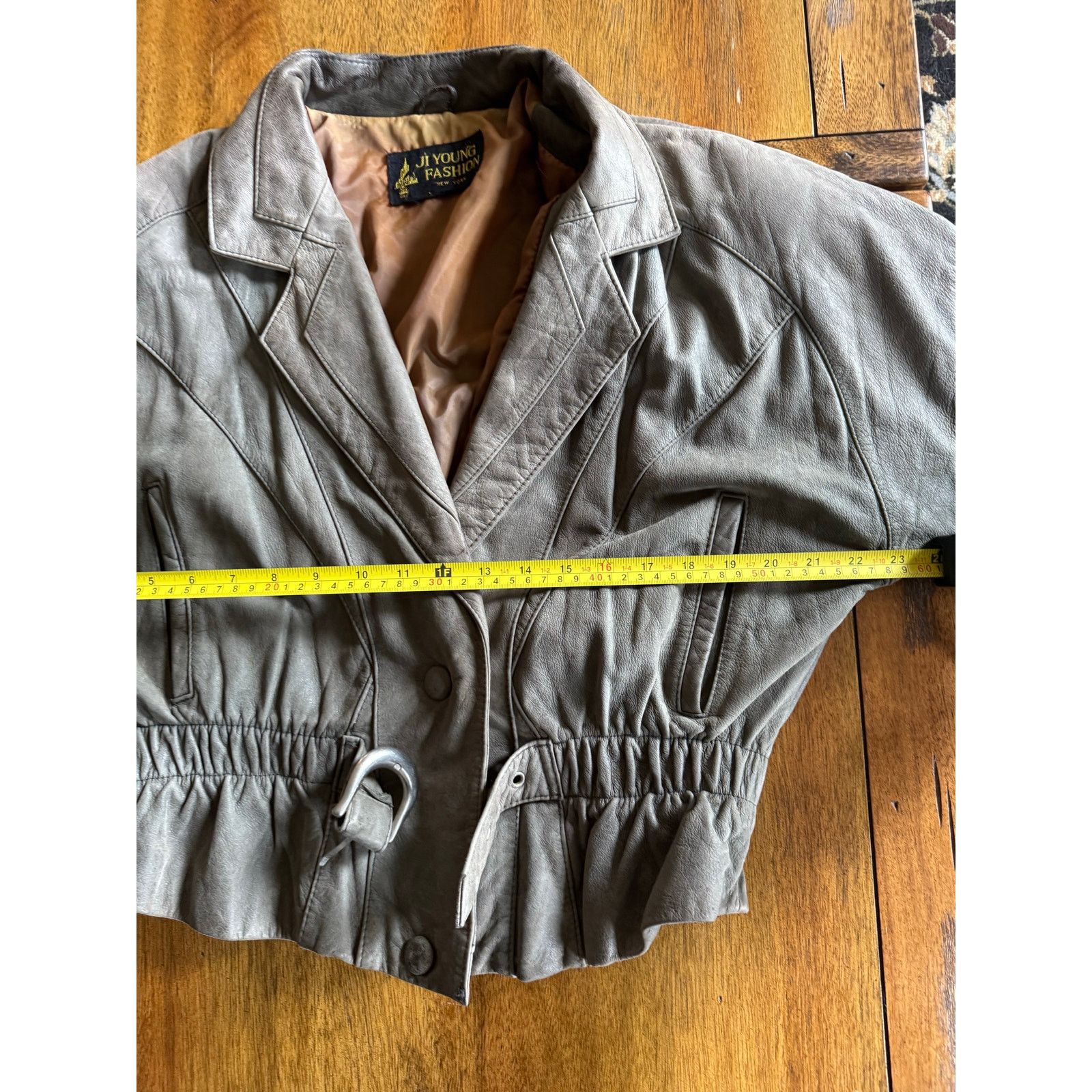 Other Vintage NYC Boutique Motorcycle Gray Cropped Leather Jacket Size M / US 6-8 / IT 42-44 - 9 Thumbnail