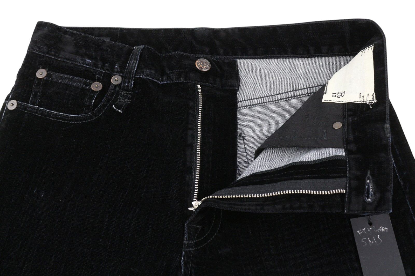 R13 ROMEO 28 Flocked Black Velvet Cropped Low Rise Logo 86248 Size 28" / US 6 / IT 42 - 5 Thumbnail