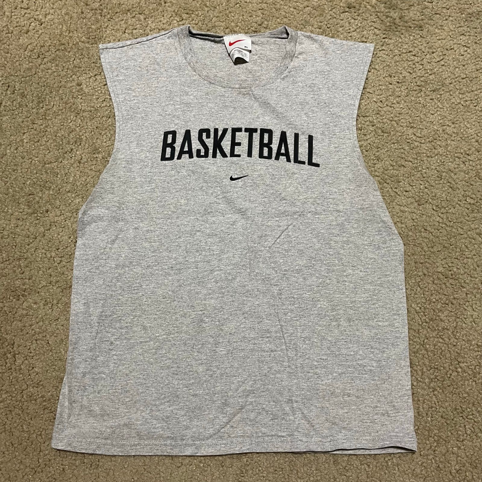 Nike Vintage Nike “Basketball” Cut-Off Tank Top Gray Sleeveless Size US XL / EU 56 / 4 - 1 Thumbnail