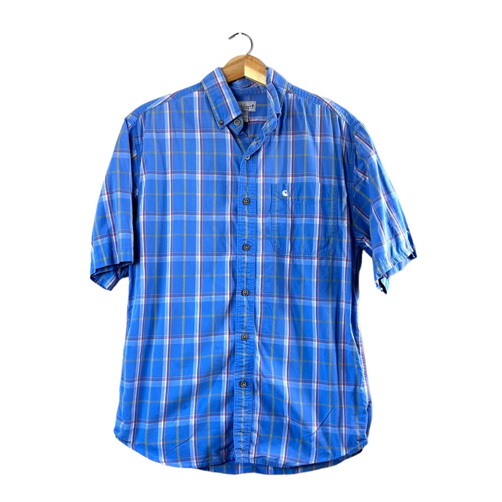 Carhartt Men's Blue Plaid Short Sleeve Carhartt Button Front Shirt M Size US M / EU 48-50 / 2 - 1 Thumbnail