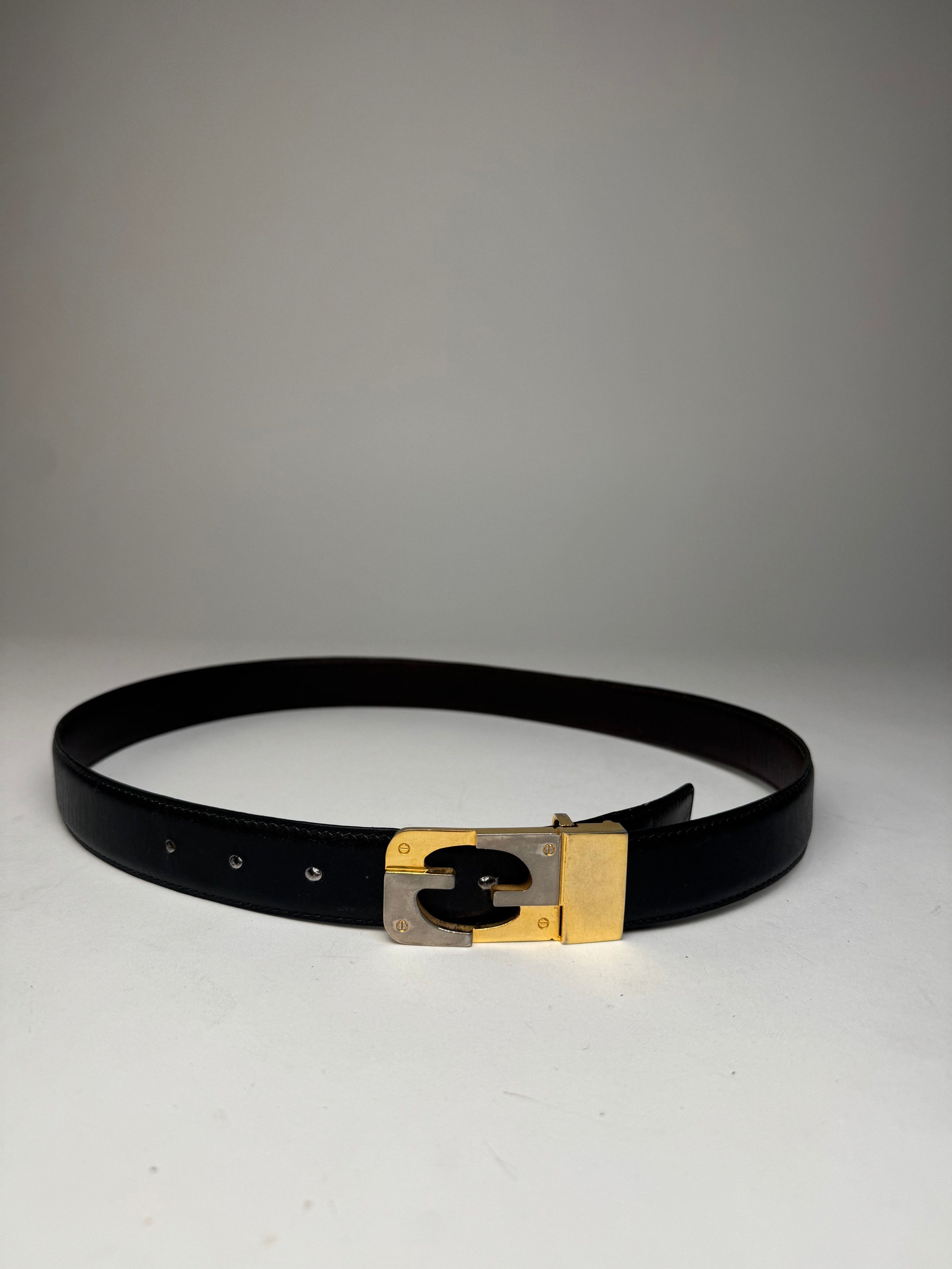 Gucci Vintage Leather 70s Belt Black Size ONE SIZE - 1 Thumbnail