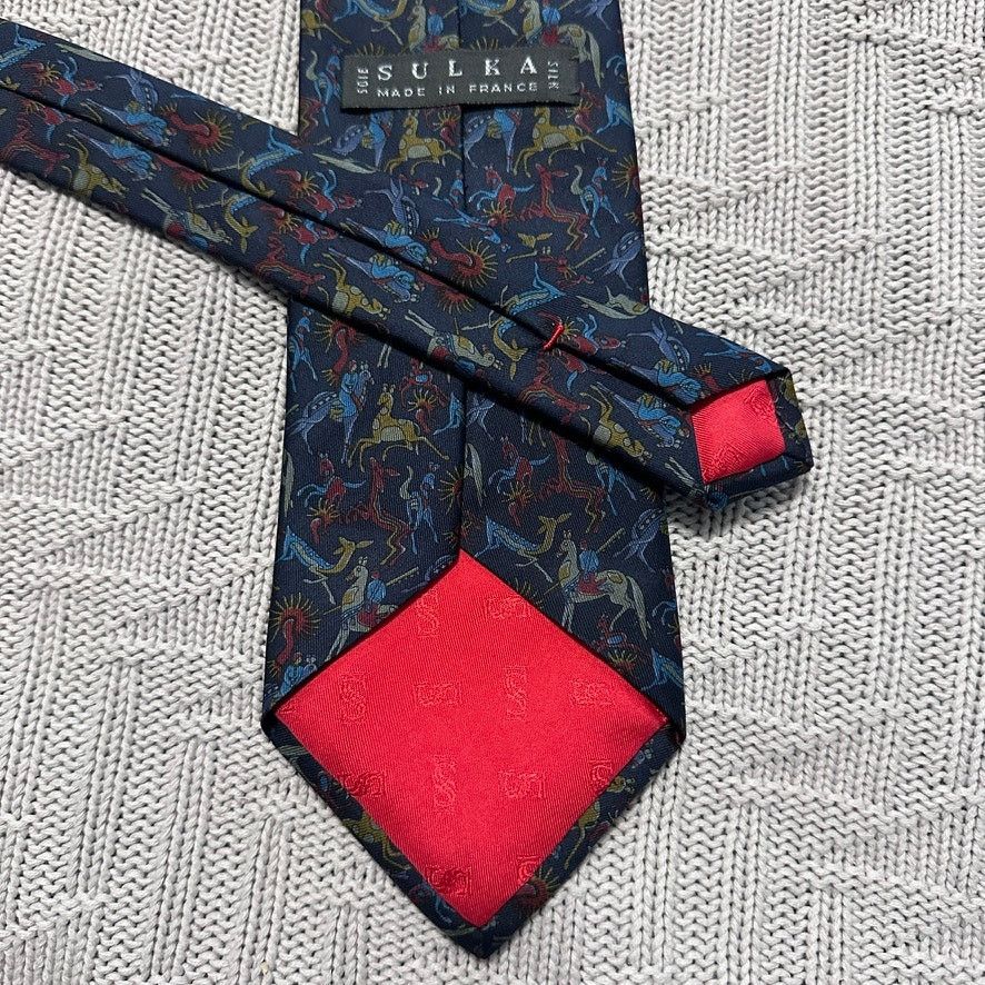 Sulka Sulka blue hunter deer silk tie Size ONE SIZE - 3 Thumbnail