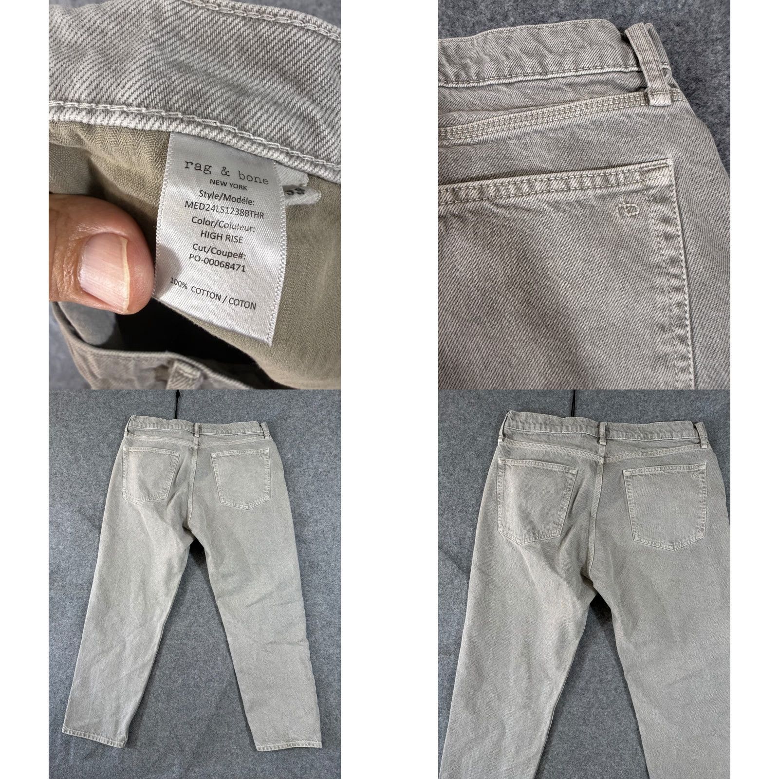 Rag & Bone Rag & Bone Fit 2 Button Fly Jeans Mens 33X28 Gray Denim High Rise Straight Leg Pants Size US 33 - 8 Thumbnail