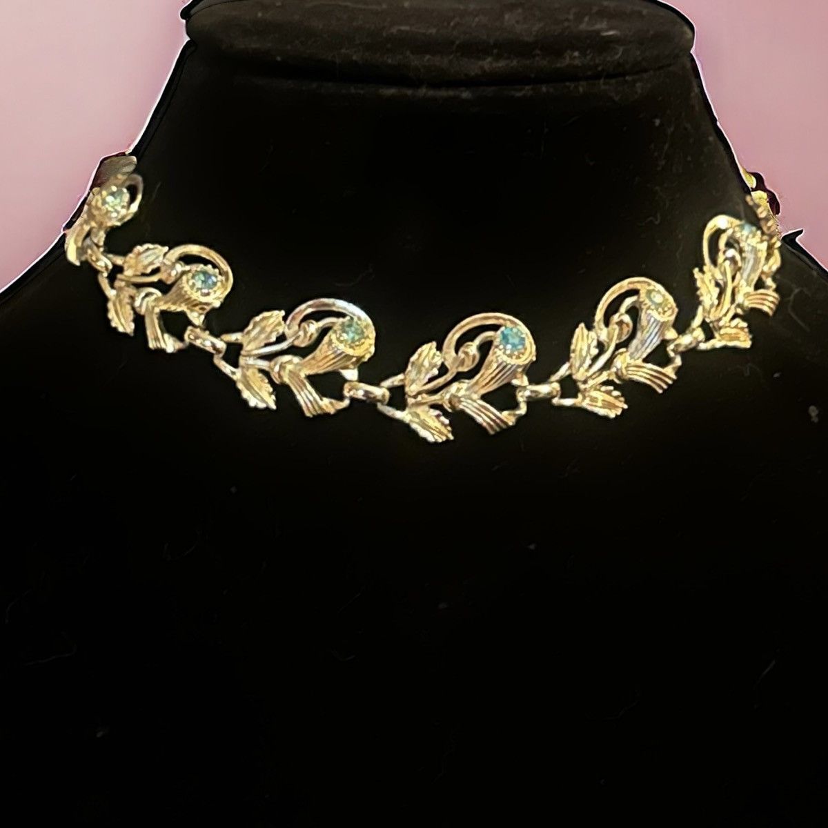 Vintage Vintage Cala Lilly and leaves link necklace Size ONE SIZE - 1 Thumbnail