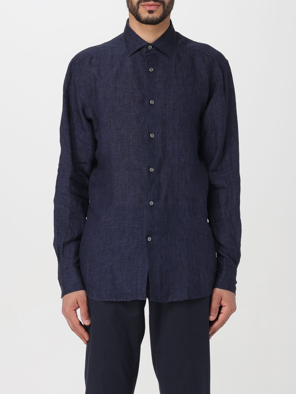 image of Ermenegildo Zegna Zegna Shirt Men Blue (Size Small)