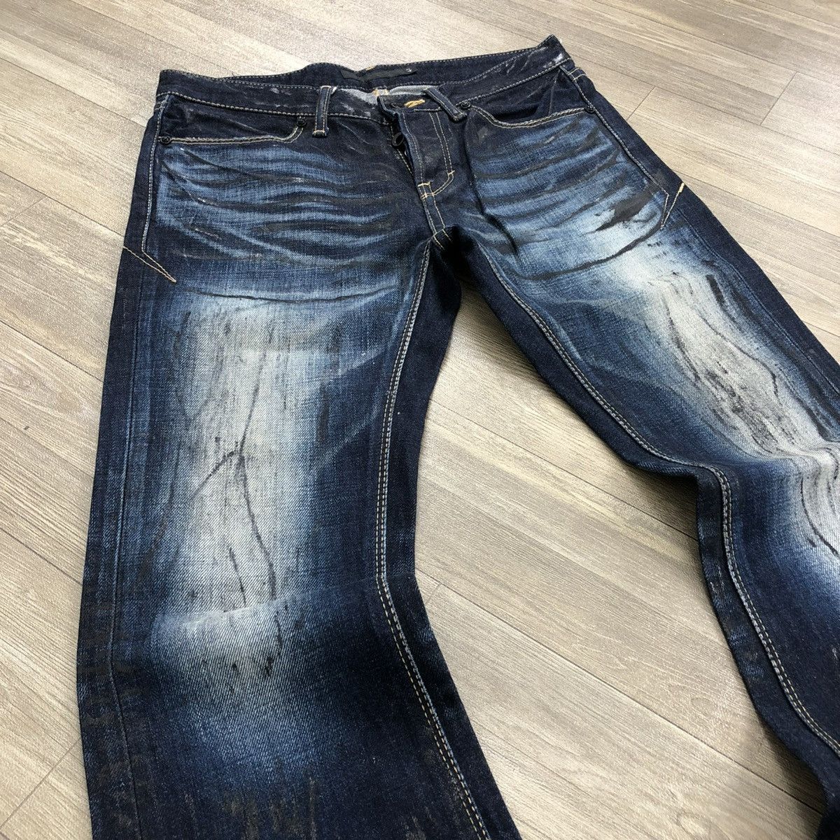 GOSTAR DE FUGA × If Six Was Nine × Tornado Mart 🇯🇵 2000s Fuga Devil Vomits Claw Mark Distressed Flared Jeans Size US 30 / EU 46 - 5 Thumbnail