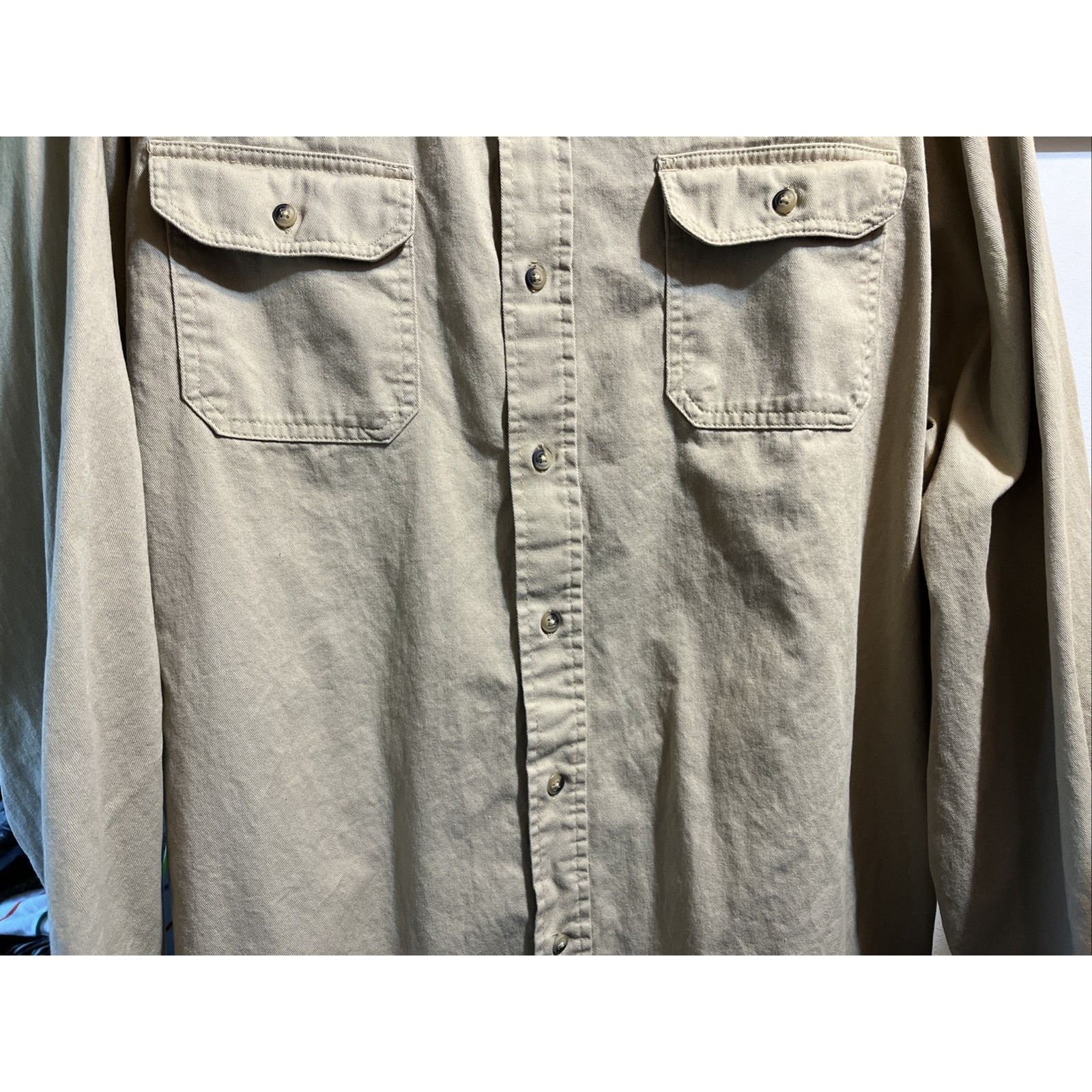 Wrangler Wrangler Cotton Men's Shirt XXL Long Sleeve Canvas Brown Size US XXL / EU 58 / 5 - 5 Thumbnail