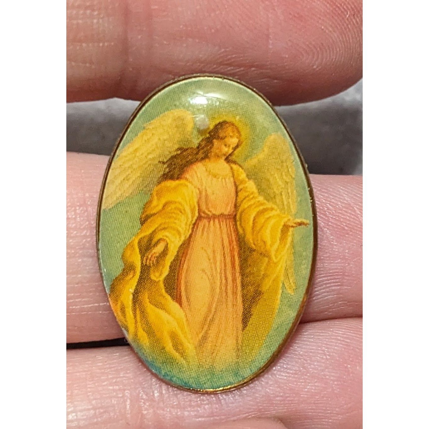 Other Vintage Guardian Agnel Blue And Cream Oval Pin Size ONE SIZE - 5 Thumbnail