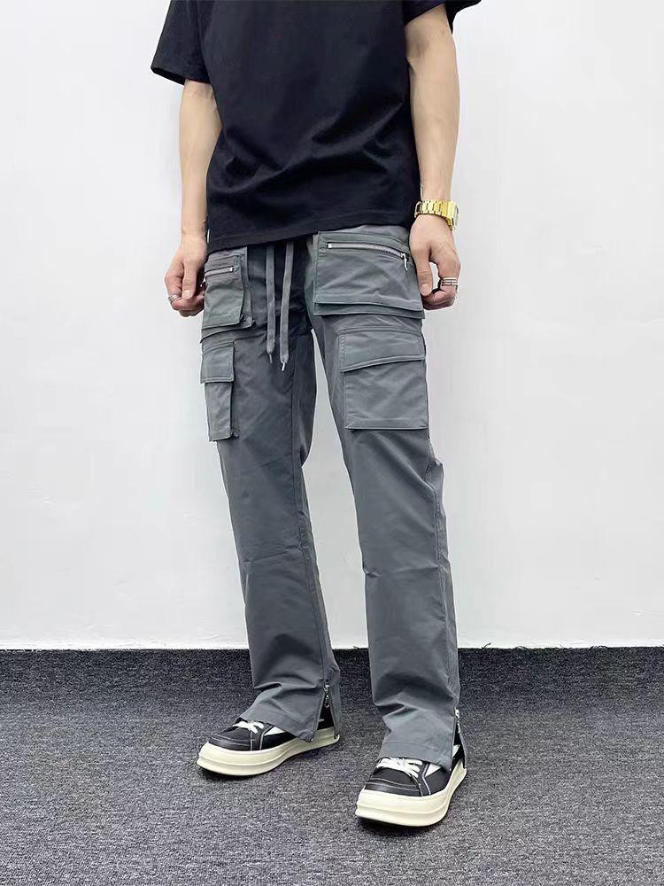 utility zipper flared tactical cargo pants