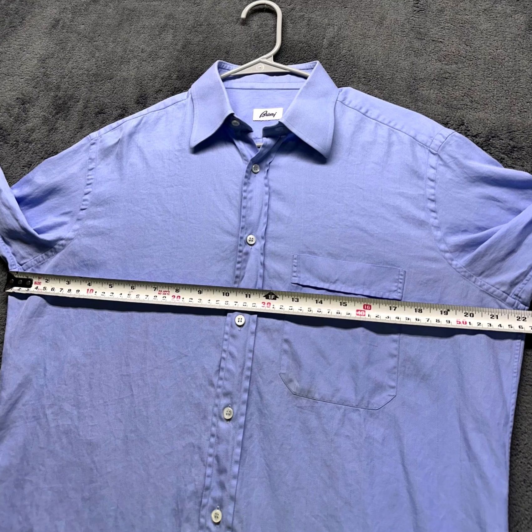 Brioni Brioni Dress Shirt Mens Med Blue Cotton Made in Italy Size 39 15.5 Long Sleeve Size 42R - 7 Thumbnail