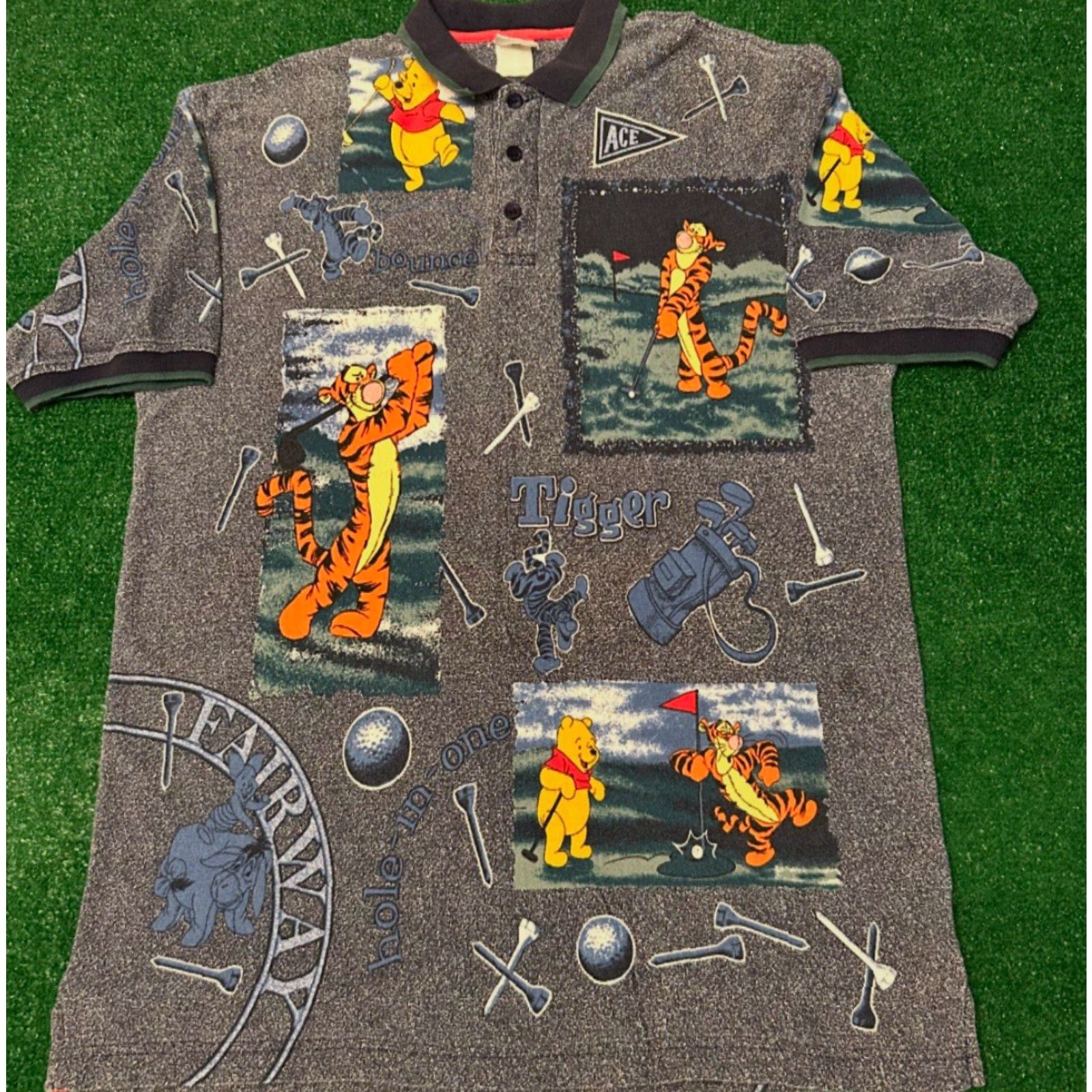 Disney VINTAGE Disney Winnie The Pooh All Over Print Golf Polo Shirt Mens Sz Large Size US L / EU 52-54 / 3 - 2 Thumbnail