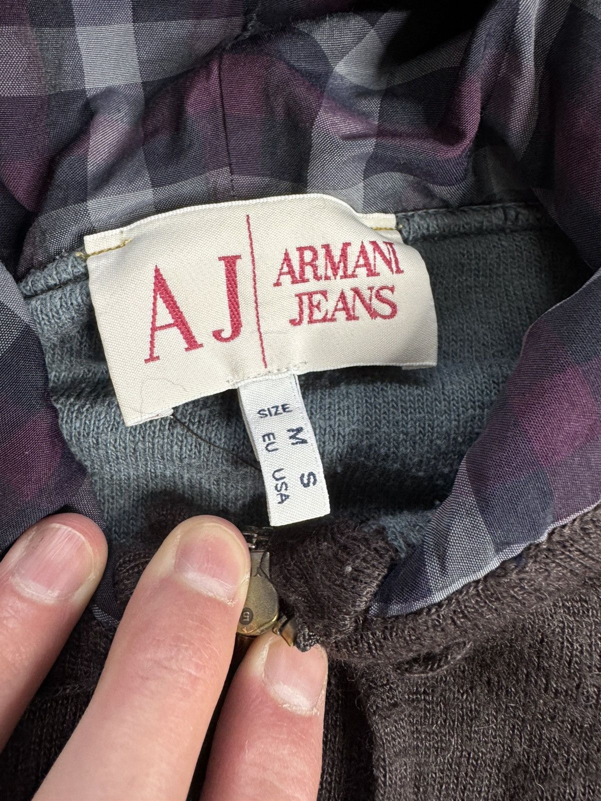 Armani × Vintage Rare Vintage Zip Hoodie Armani Brown Jeans Avant-Garde Size US M / EU 48-50 / 2 - 6 Thumbnail