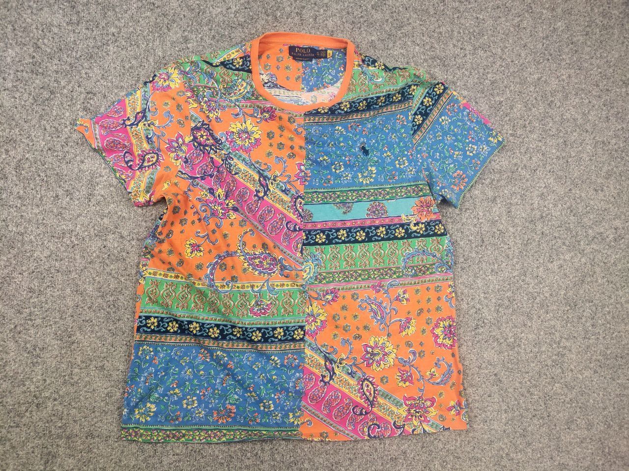 Polo Ralph Lauren Polo Ralph Lauren Patchwork-Print bright T-Shirt Tee Vintage Size US XL / EU 56 / 4 - 6 Thumbnail