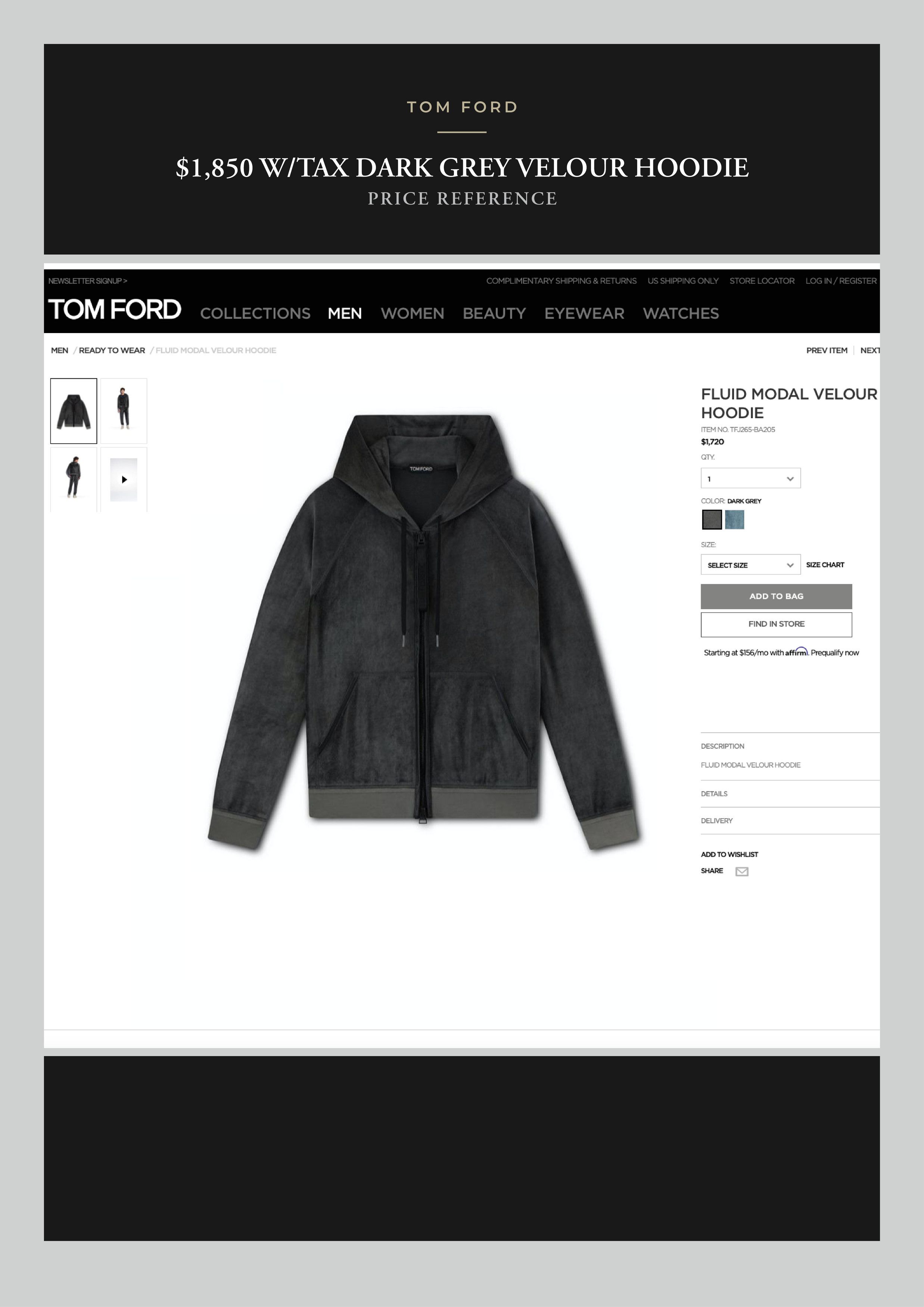Tom Ford Best Dressed $1,850 w/Tax Velour Leather Accents Hoodie Size US M / EU 48-50 / 2 - 5 Thumbnail
