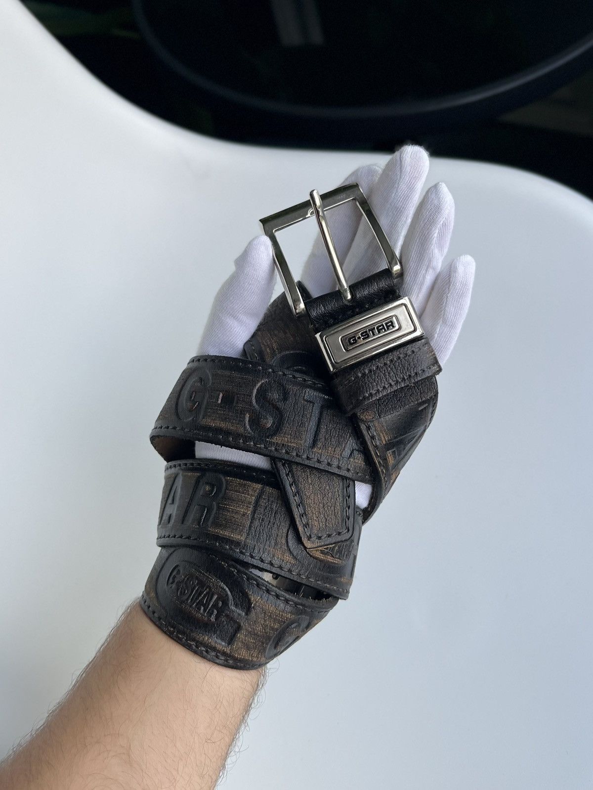 G-Star G-STAR Leather Belt – Distressed Black – Size ~XL (119.5 cm) Size ONE SIZE - 2 Thumbnail