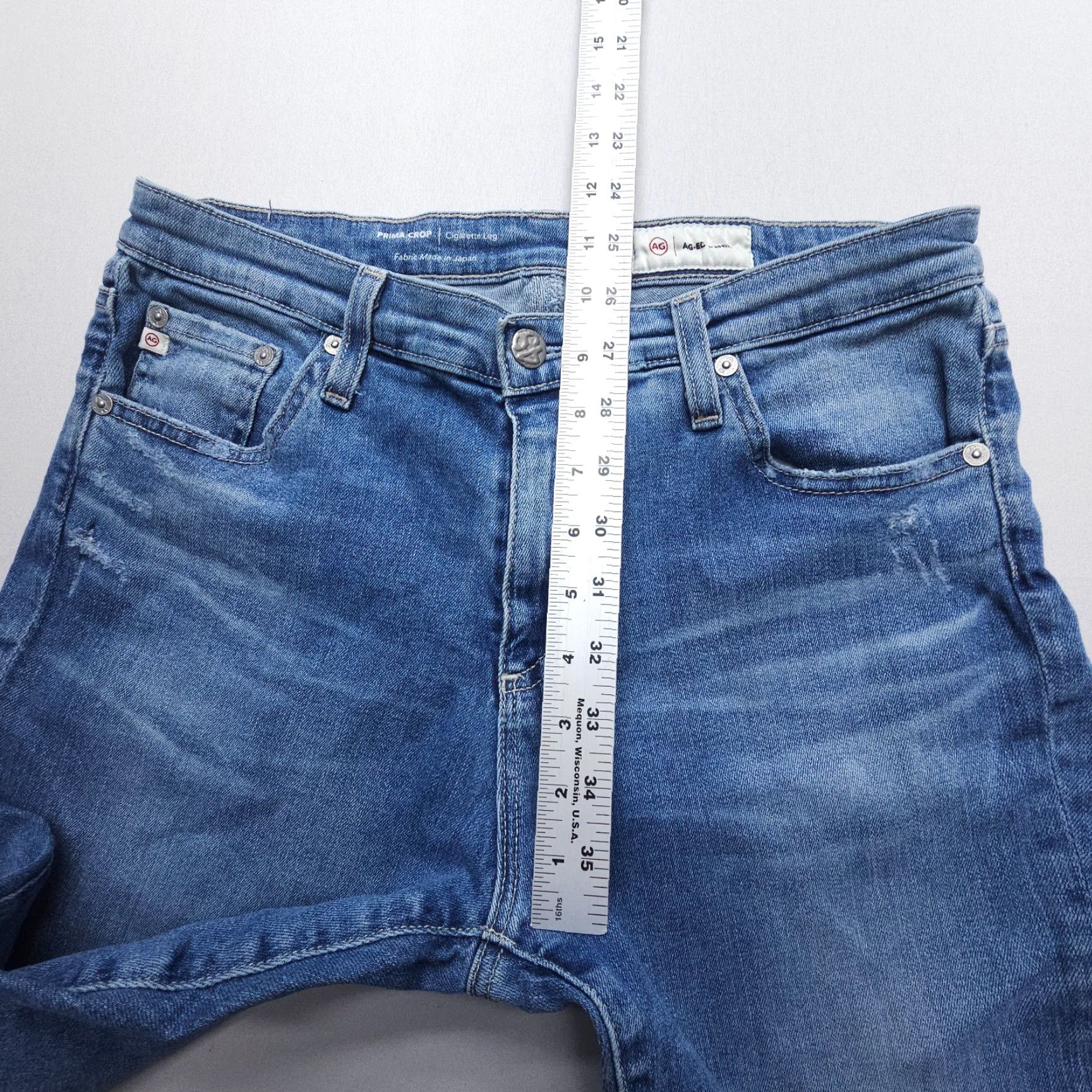 Denime AG Adriano Goldschmied Prima Crop Cigarette Leg Jeans 30 Denim Women Regular Blue 5-Pocket Inseam 26 Vintage No Astr. Size 30" / US 8 / IT 44 - 7 Thumbnail