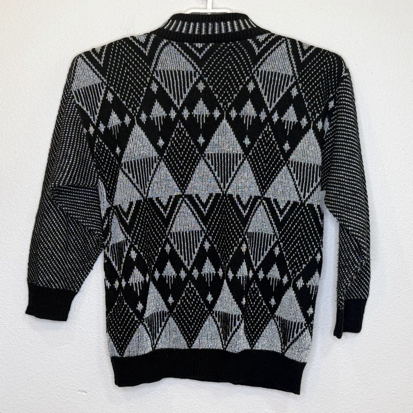 Vintage VINTAGE Fortune Knits Sweater Womens Sz Medium Black Silver Granny Core USA Pullover Crew Neck Long Sleeve Size M / US 6-8 / IT 42-44 - 5 Thumbnail