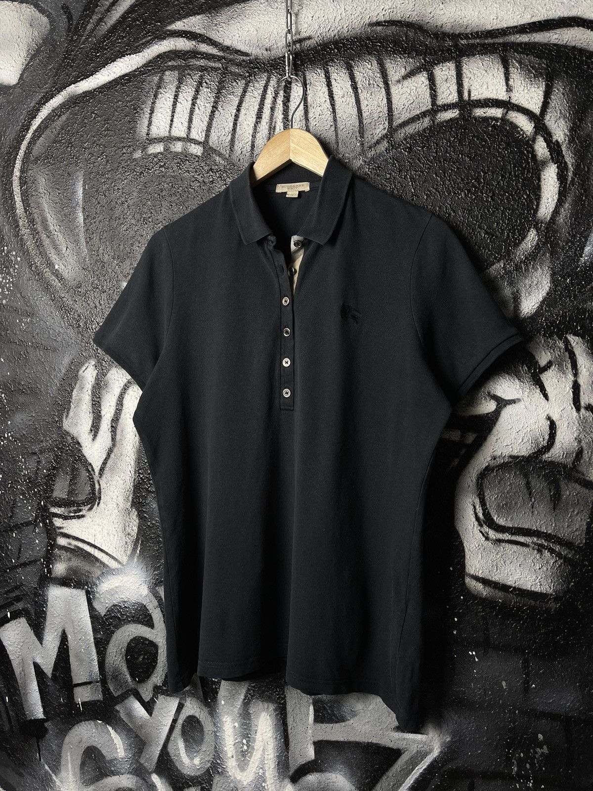 Burberry Brit Black Classic Polo T-Shirt Women’s Size XL