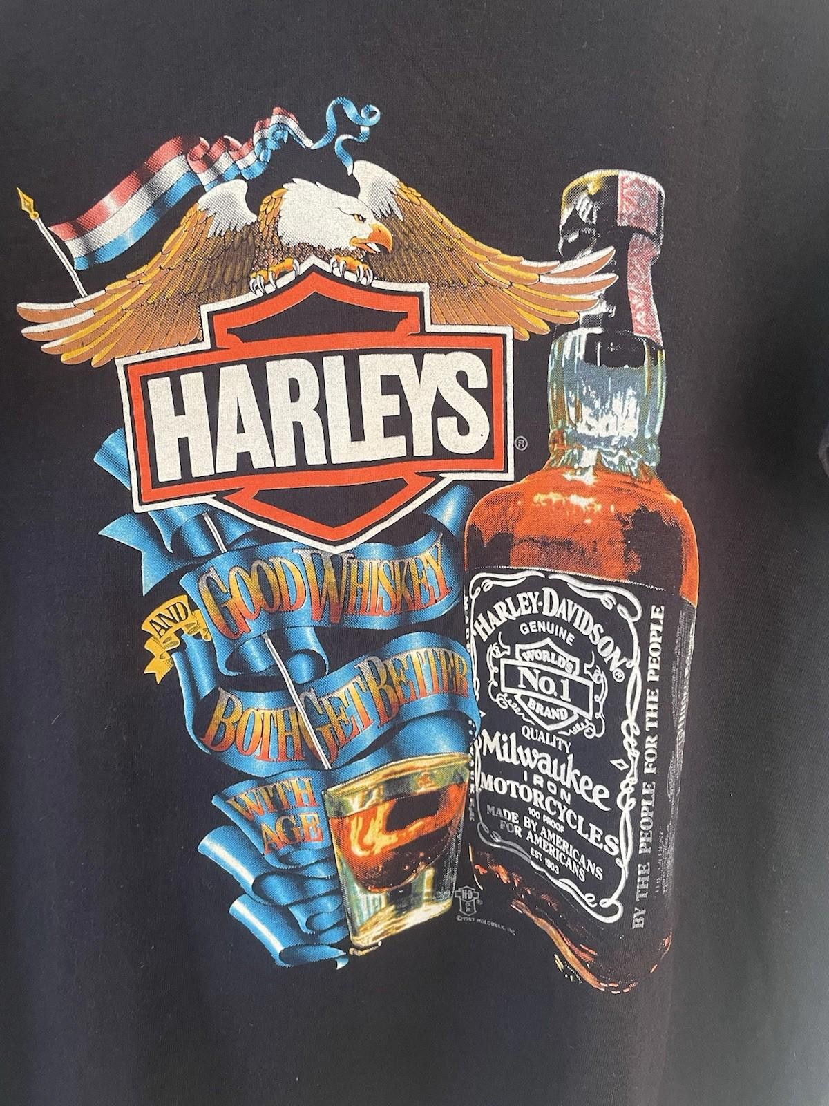 Harley Davidson Vintage Harley Davidson 1987 Jack Daniel’s Whiskey T Shirt Size US L / EU 52-54 / 3 - 2 Thumbnail