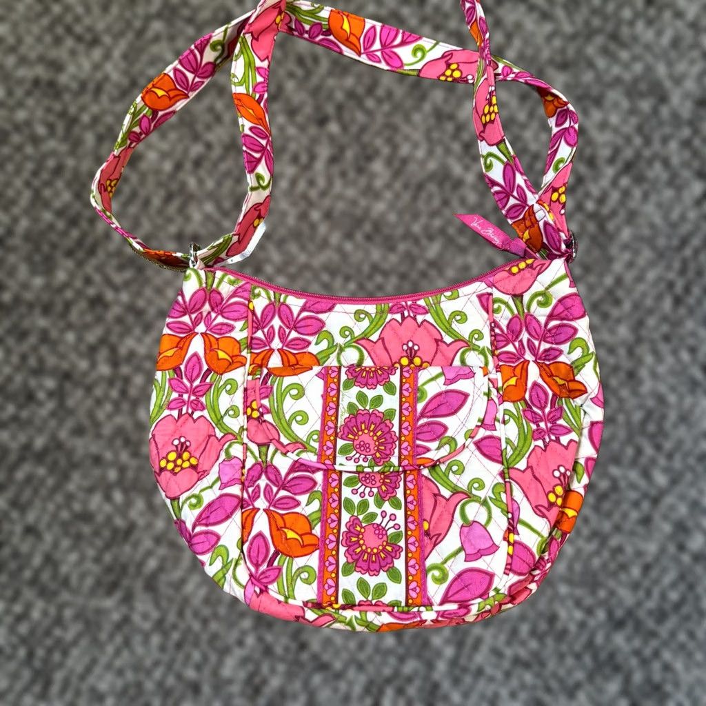 Vera Bradley Vera Bradley Bag Purse Clare Lilli Bell Floral Cotton Crossbody G20 Pink, Medium, Crescent, Crossbody Strap, Women, Casual, Shoulder Bag Size ONE SIZE - 1 Thumbnail