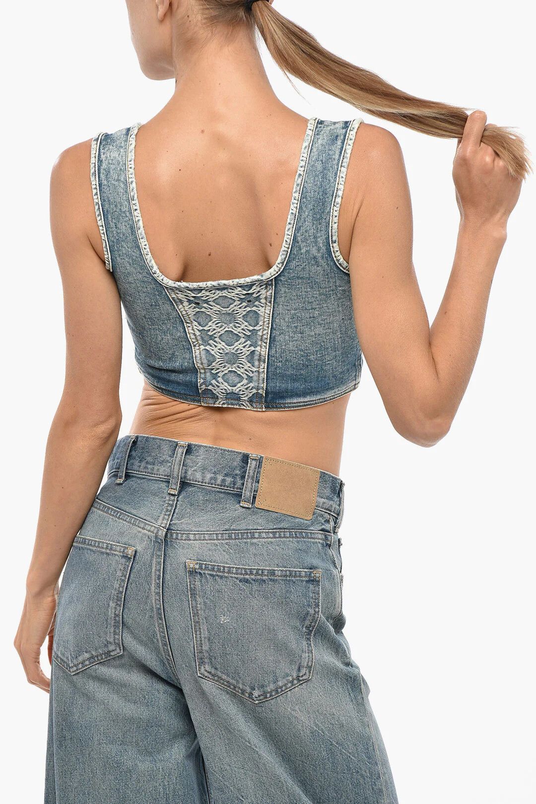 Amiri og1mm0426 Denim Corset Top in Light Blue Size M / US 6-8 / IT 42-44 - 3 Thumbnail