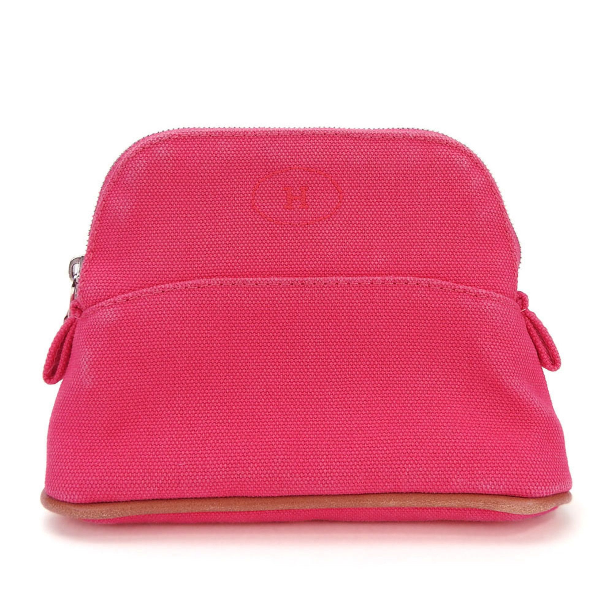 image of Hermes Bolide Pouch Canvas Pink Bag-In-Bag Accessories Women's Hermes Pouch Canvas Pink