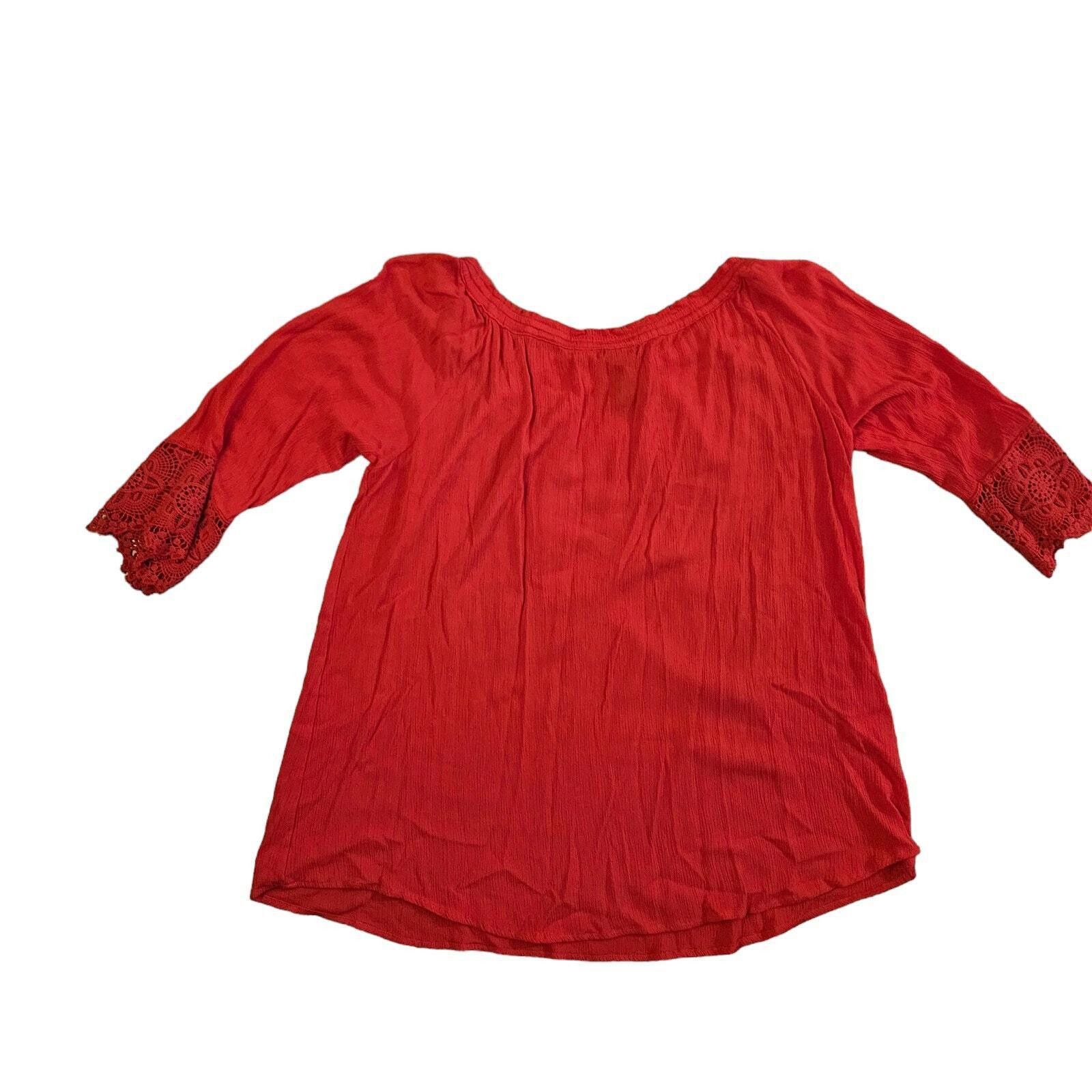 Designer Chelsea & Theodore Gauze Blouse Top Red Size 2XL Size XXL / US 16-18 / IT 52-54 - 1 Thumbnail