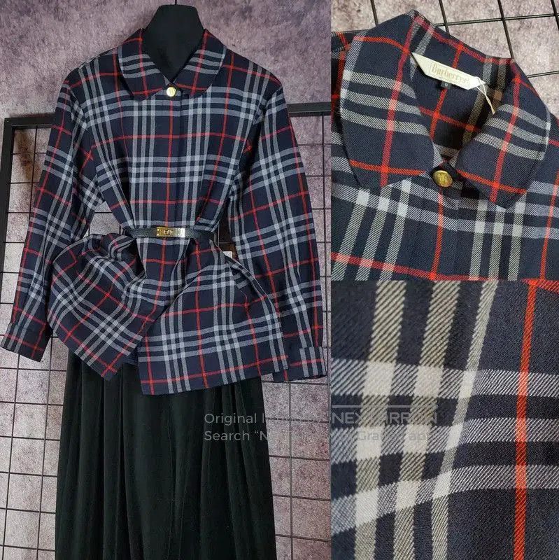 Burberry Burberry Navy Wool Check Cropped Shirt. Size M / US 6-8 / IT 42-44 - 1 Thumbnail