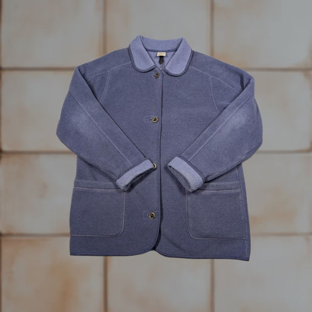 Vintage L.L.Bean Jacket Womens Large Blue Fleece Button Front Pockets Coat Size L / US 10 / IT 46 - 1 Thumbnail