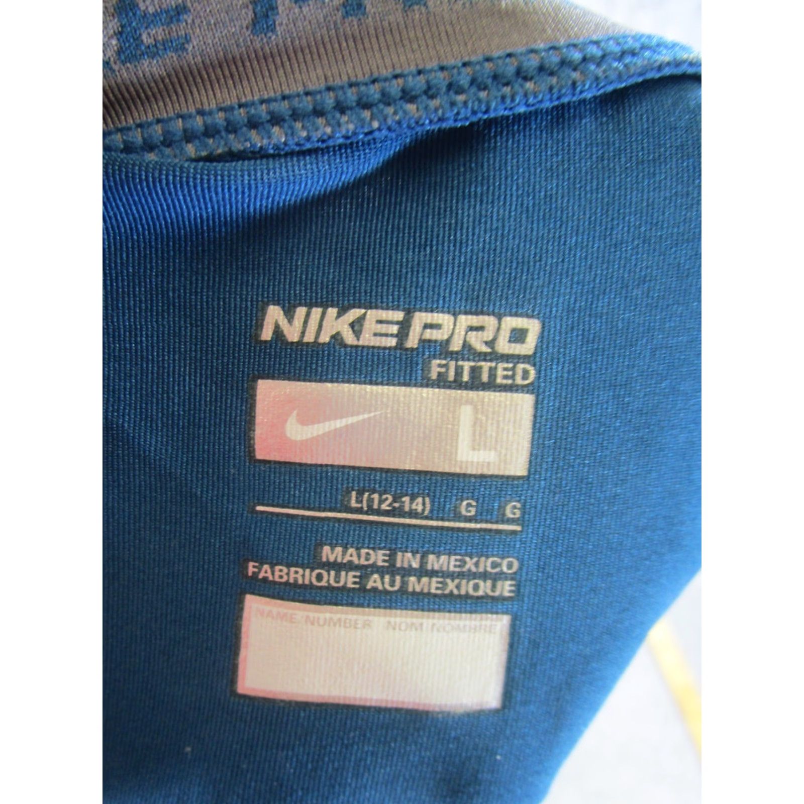 Nike Nike Pro Shirt Mens Large Fitted Blue Long Sleeve V-Neck Tee (Pullover) - Gym & Training Activewear Size US L / EU 52-54 / 3 - 6 Thumbnail
