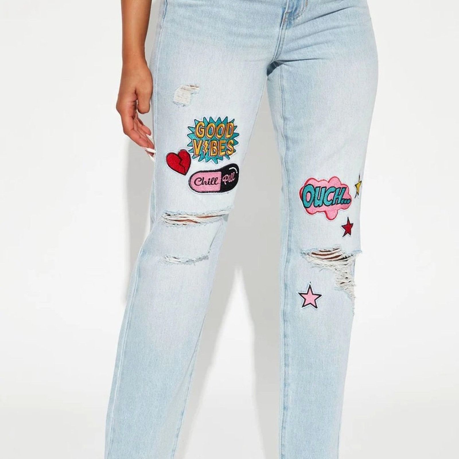Other Patched In Pop Art Straight Leg Jeans Jr 11 Women’s 12 Size 34" / US 12 / IT 48 - 4 Thumbnail