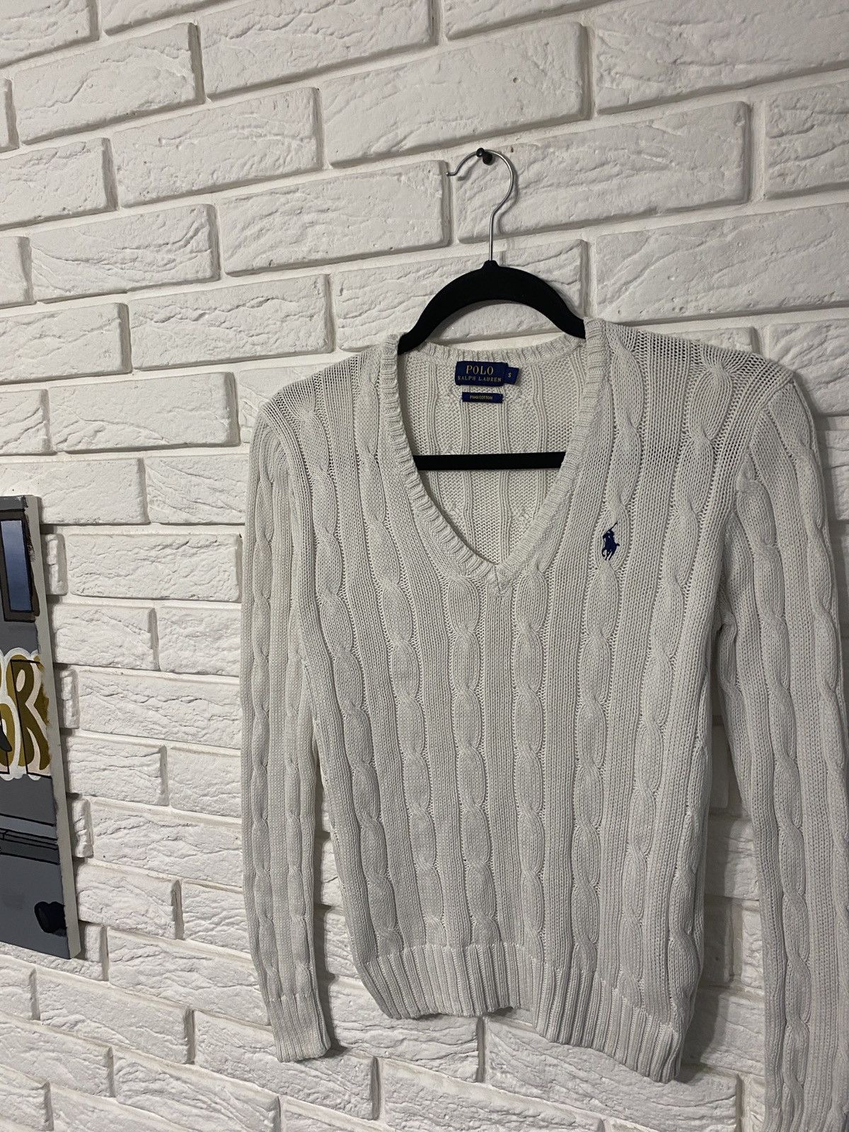 Polo Ralph Lauren × Ralph Lauren Polo Ralph Lauren cable knit V neck cotton sweater Size S / US 4 / IT 40 - 2 Thumbnail