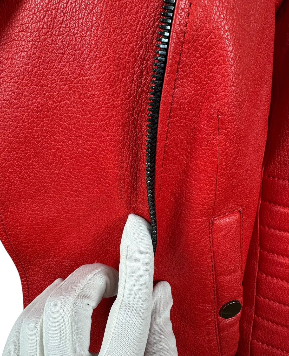 Designer Punto Genuine Leather Biker Jacket Italy size US10 IT46 Size L / US 10 / IT 46 - 17 Thumbnail
