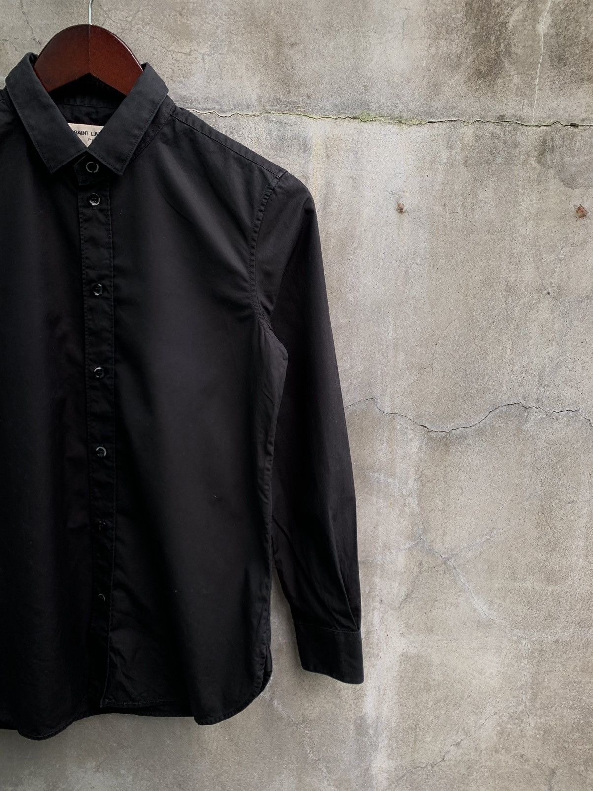 Saint Laurent Paris Plain Black Button Up Shirt Size S / US 4 / IT 40 - 3 Thumbnail