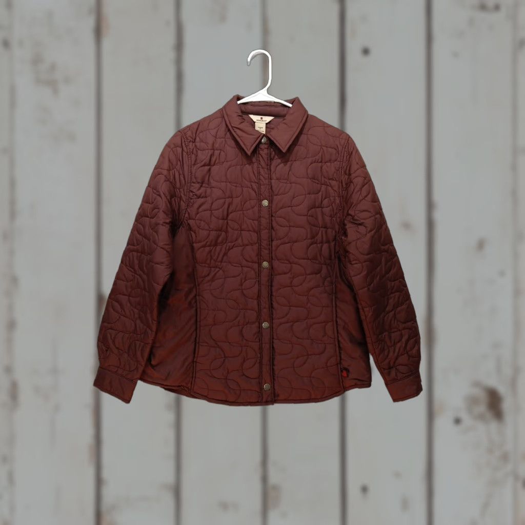 Vintage Woolrich Jacket Women M Red Cabernet Quilted Woolshell Button Snap Mid-Length Classic Casual Size M / US 6-8 / IT 42-44 - 1 Thumbnail