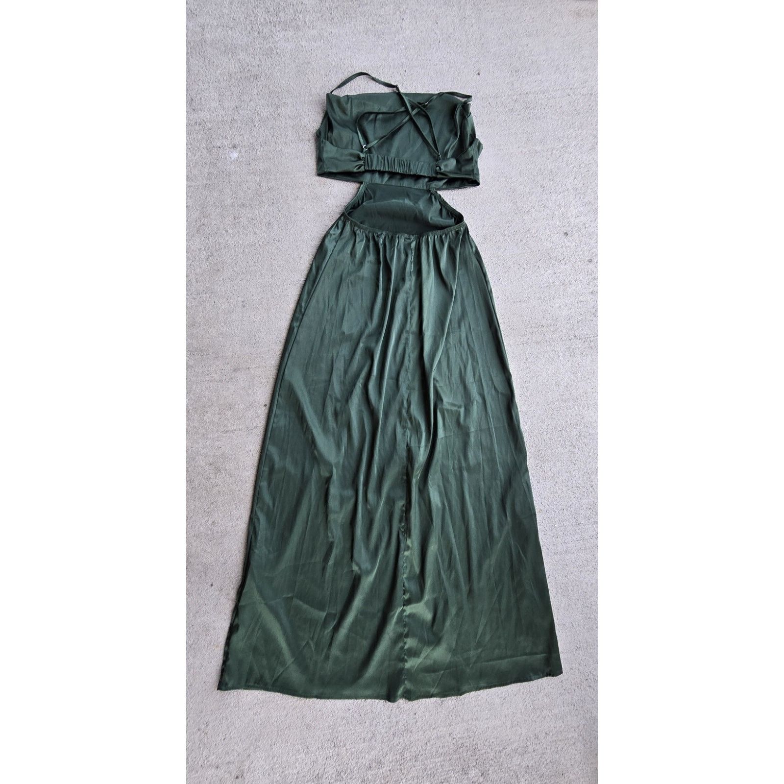 Shein SHEIN BAE Cutout Low Back Green Satin Bodycon Dress XS 2-4 Size XS / US 0-2 / IT 36-38 - 8 Thumbnail