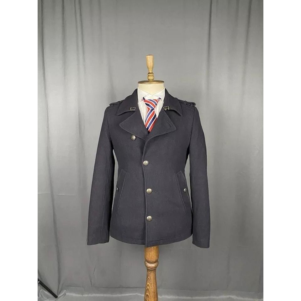 Ted Baker Ted Baker Men's Black Wool Insulated Pea Coat Size 2 Size US M / EU 48-50 / 2 - 1 Thumbnail