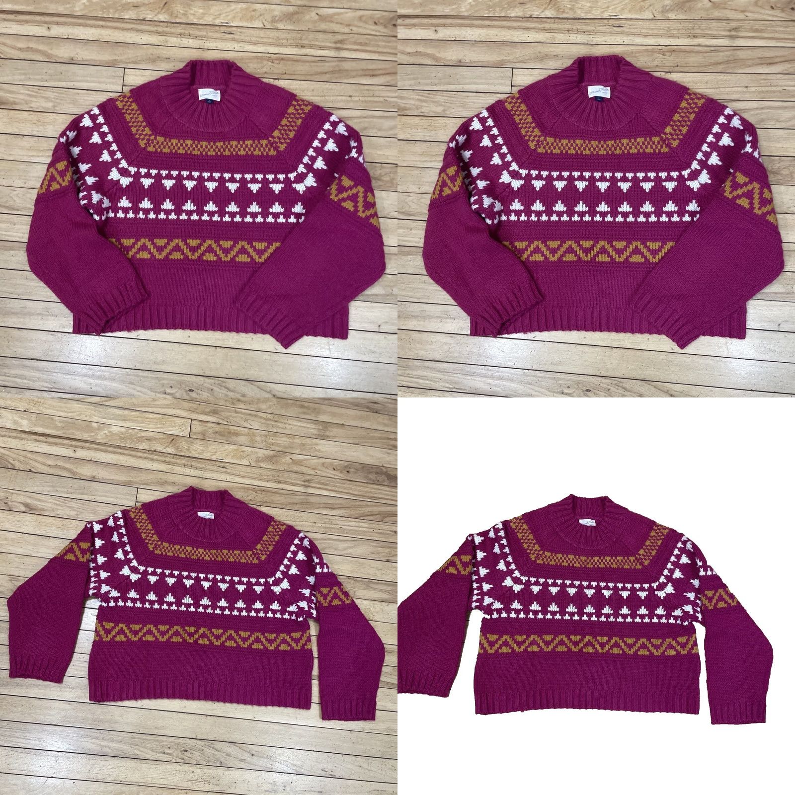 Vintage VINTAGE Universal Threads Crop Sweater Women L Fair Isle Magenta Orange Mock Neck Knit L Size L / US 10 / IT 46 - 11 Thumbnail