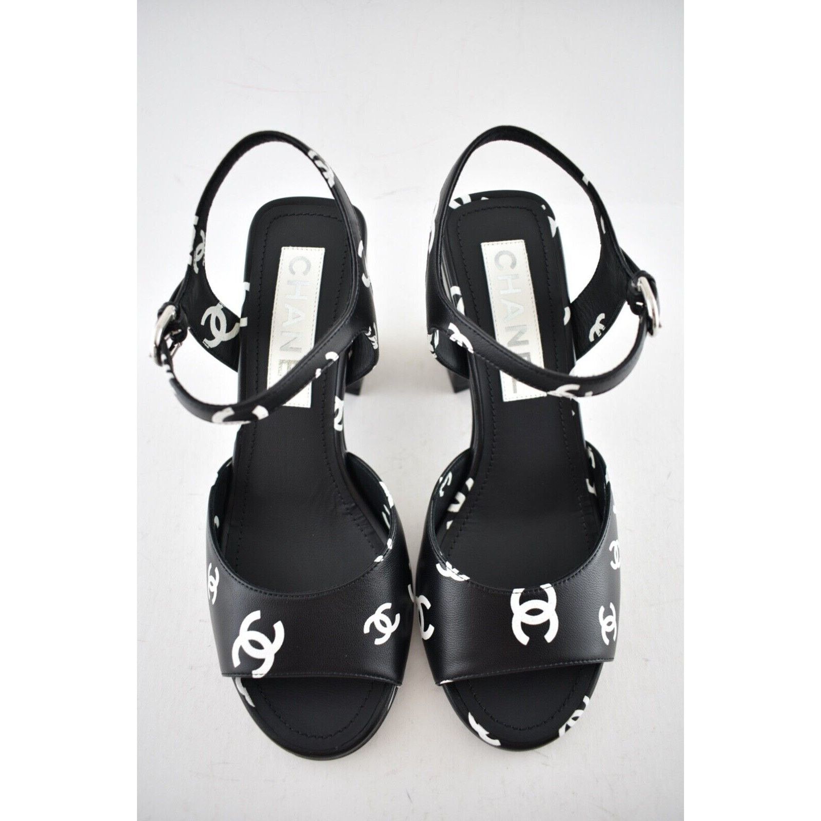 Chanel Chanel Print Lambskin Ankle Strap Block Heel Sandal 40.5 Size US 10.5 / IT 40.5 - 6 Thumbnail
