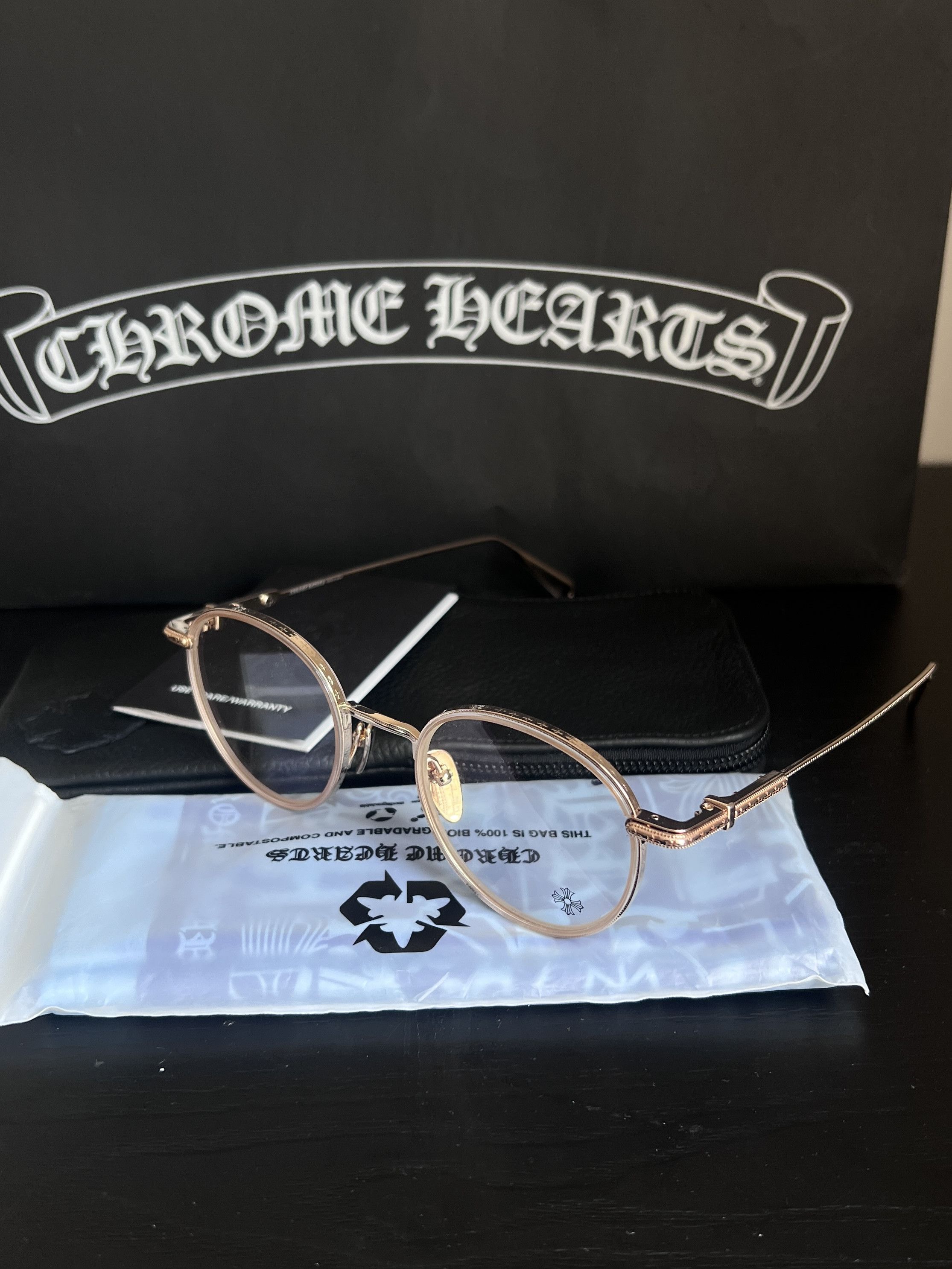 Chrome Hearts CHROME HEARTS SEXCEL CRYSTAL/GOLD PLATED GLASSES Size ONE SIZE - 1 Thumbnail