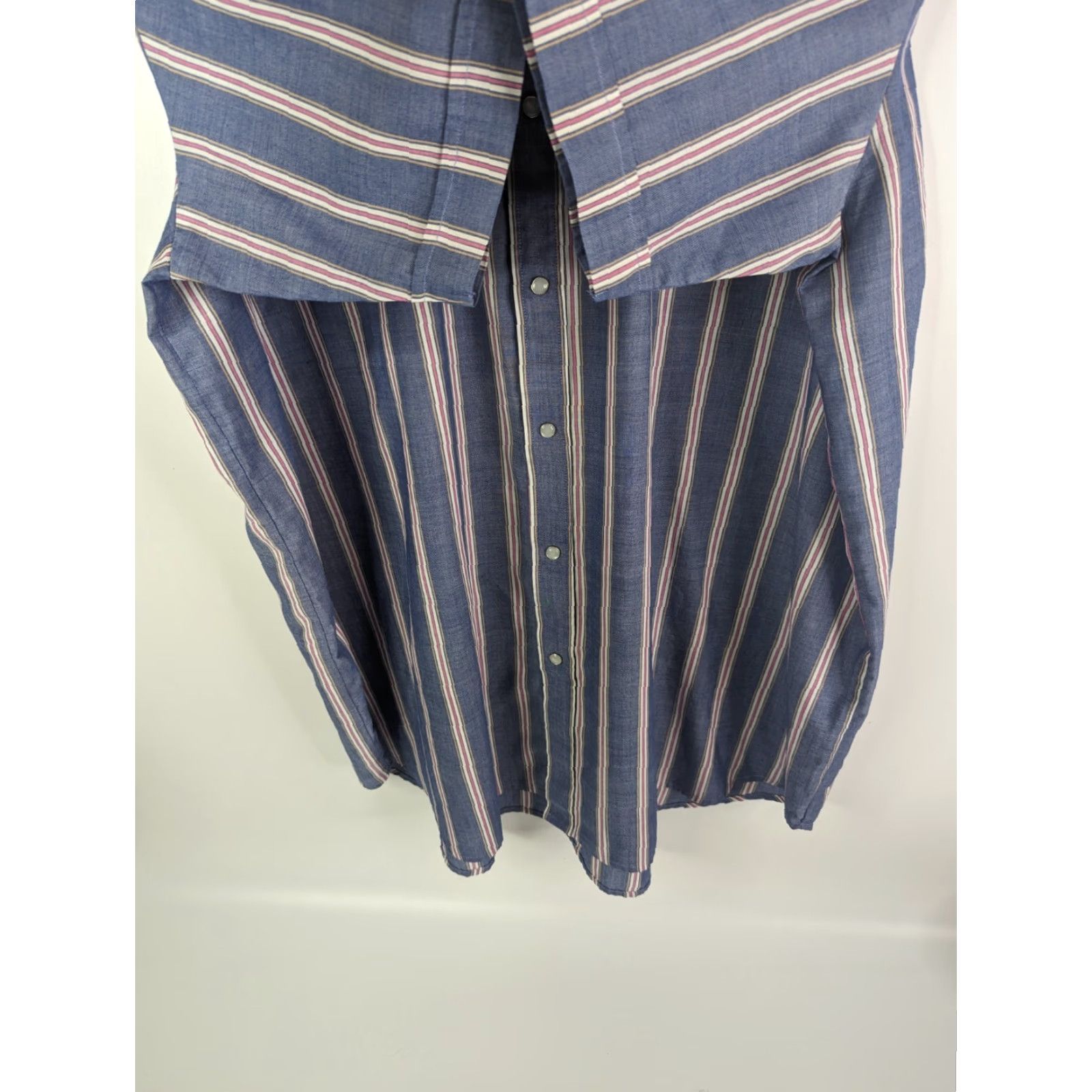 Vintage Ely Cattleman Shirt Adult Big 2X Blue Striped Short Sleeve Pearl Snap Cowboy Size US XXL / EU 58 / 5 - 2 Thumbnail