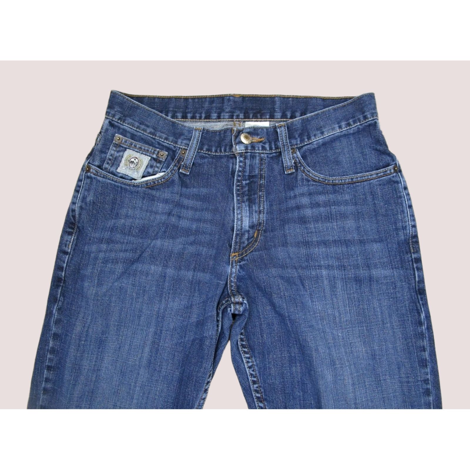 Vintage Cinch Jeans Men 29x32 Blue Slim Straight Distressed Dark Wash Logo 5-Pocket Denim Pants Size US 29 - 1 Thumbnail
