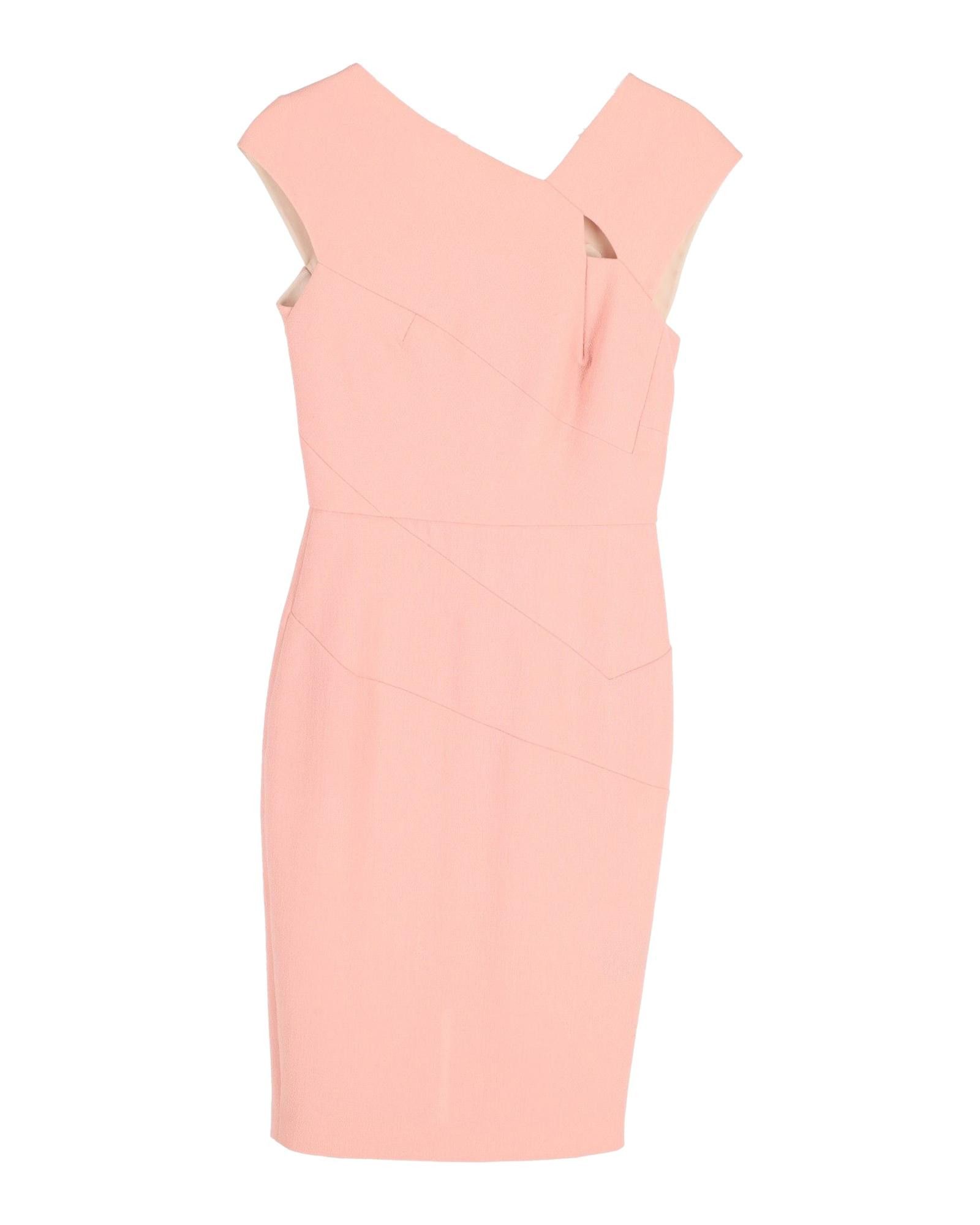 image of Roland Mouret Elegant Pale-Peach Wool Sheath Dress With Asymmetrical Neckline And Cut-Outs in Pink,