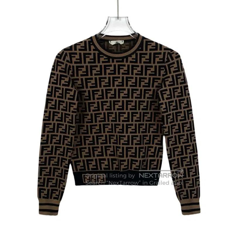 FENDI Brown Knit Sweater in XS Size .