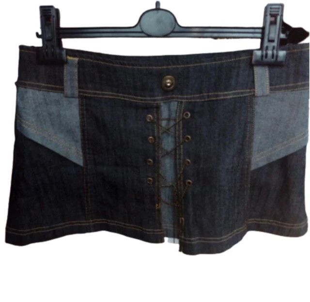 Avantgarde Vintage Y2K Patchwork Jeans Denim mini skirt