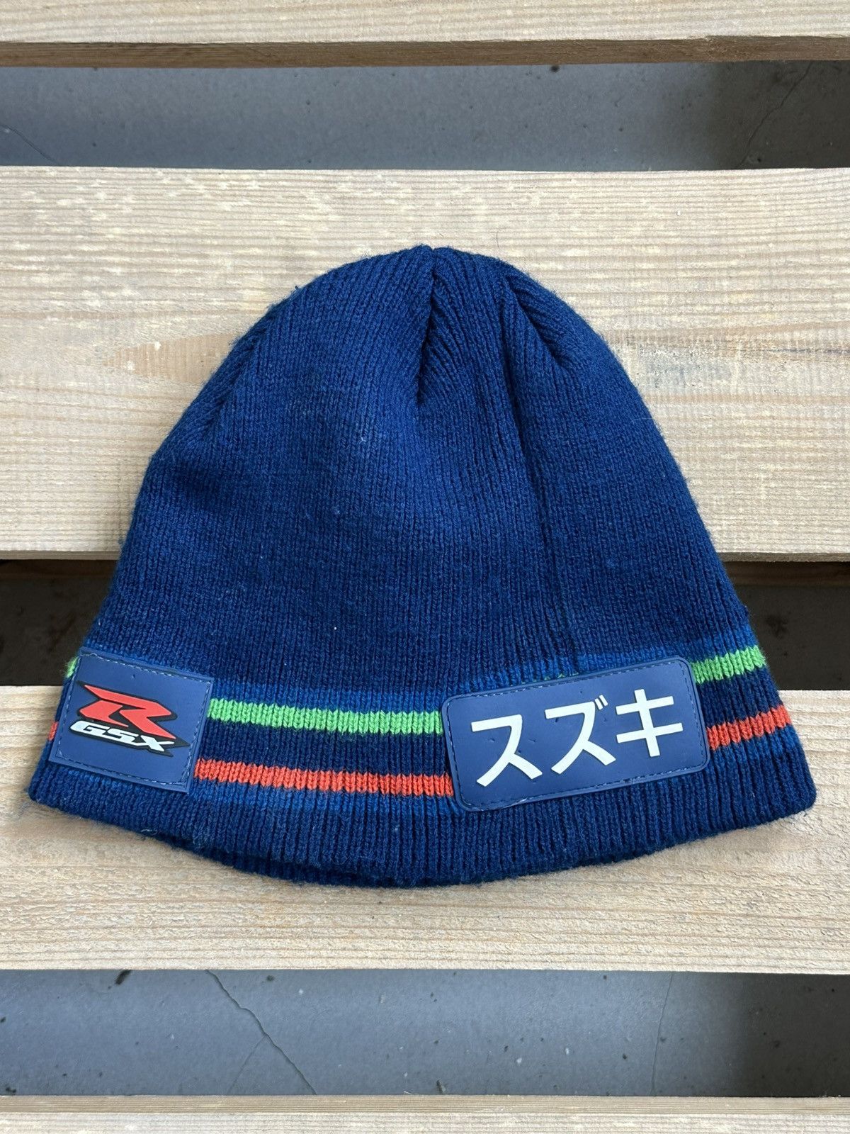Vintage Vintage Suzuki GSXR Blue Racing Beanie Hat Size ONE SIZE - 3 Thumbnail